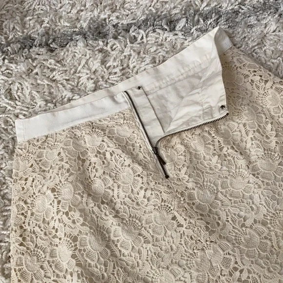 LOFT Women Skirt Lace Cream Color Size 6 - Picture 9 of 11